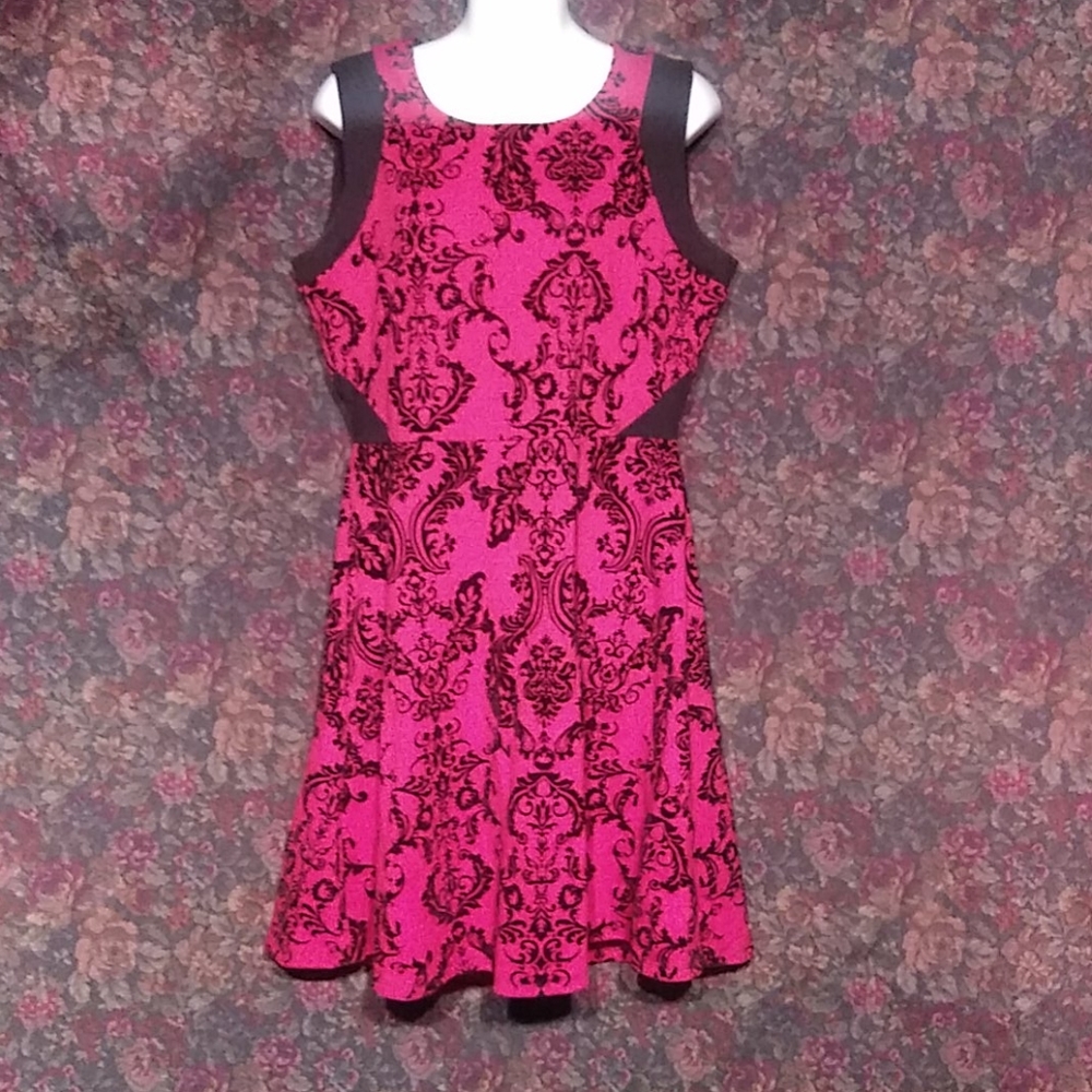 Spense red velvet floral  dress